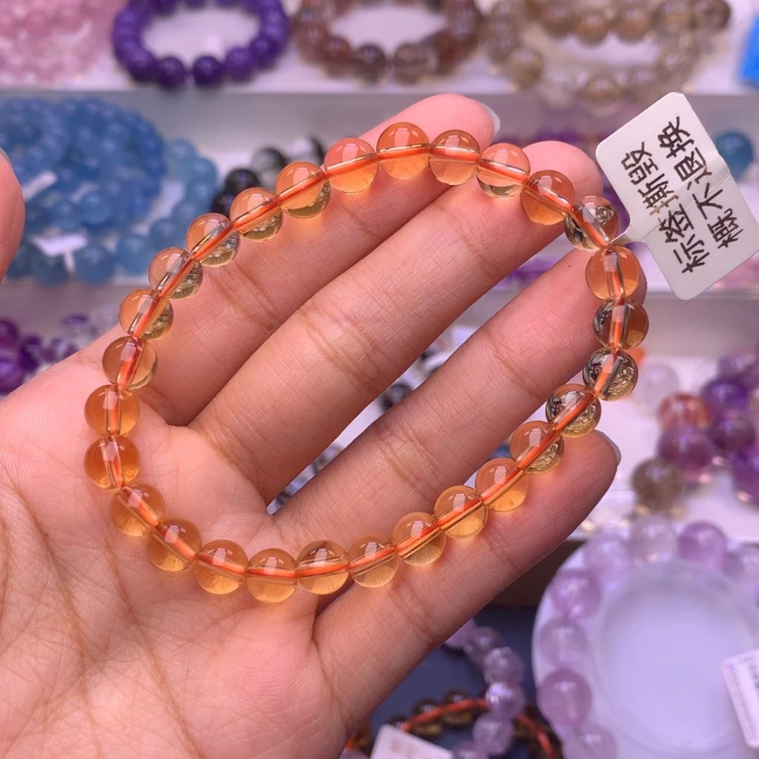 渘***ふ水晶手链未镶嵌高品黄水晶7.2