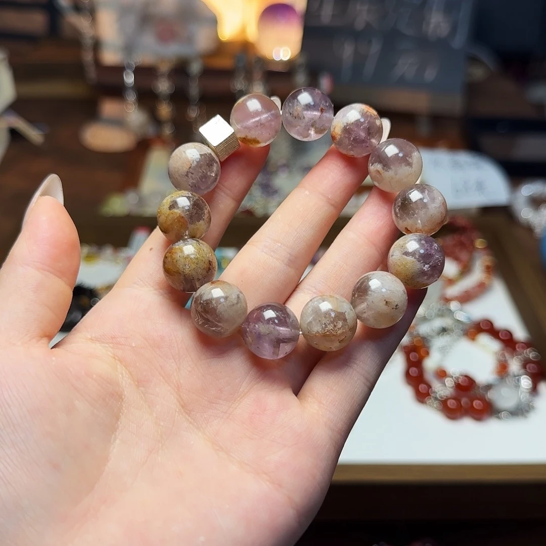 水晶手链合金L*.天然水晶紫色幽灵