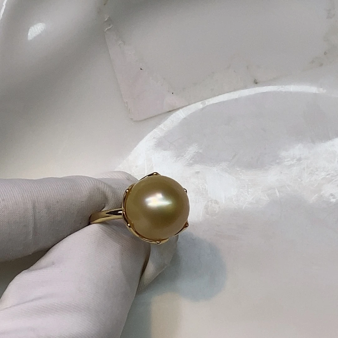 戒指银S925镶嵌海水珍珠11/12