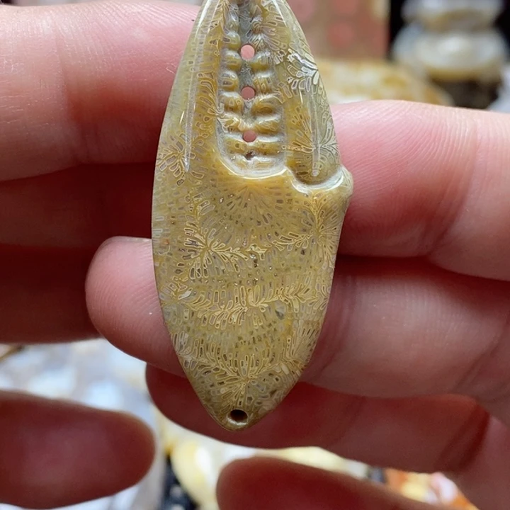 硅化珊瑚（珊瑚玉）颈饰未镶嵌小吊坠