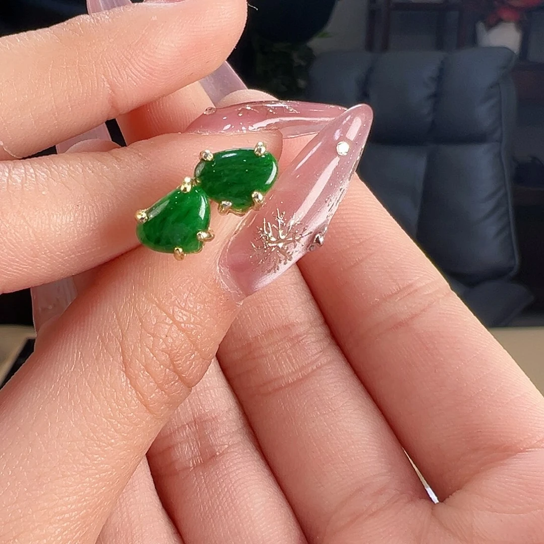 翡翠耳饰银S925镶嵌耳环7