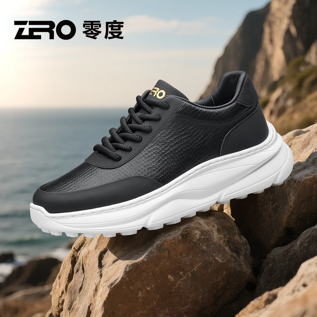 「逸界」ZRO零度男鞋时尚休闲轻运动鞋真皮抓地防滑弹力户外鞋男款