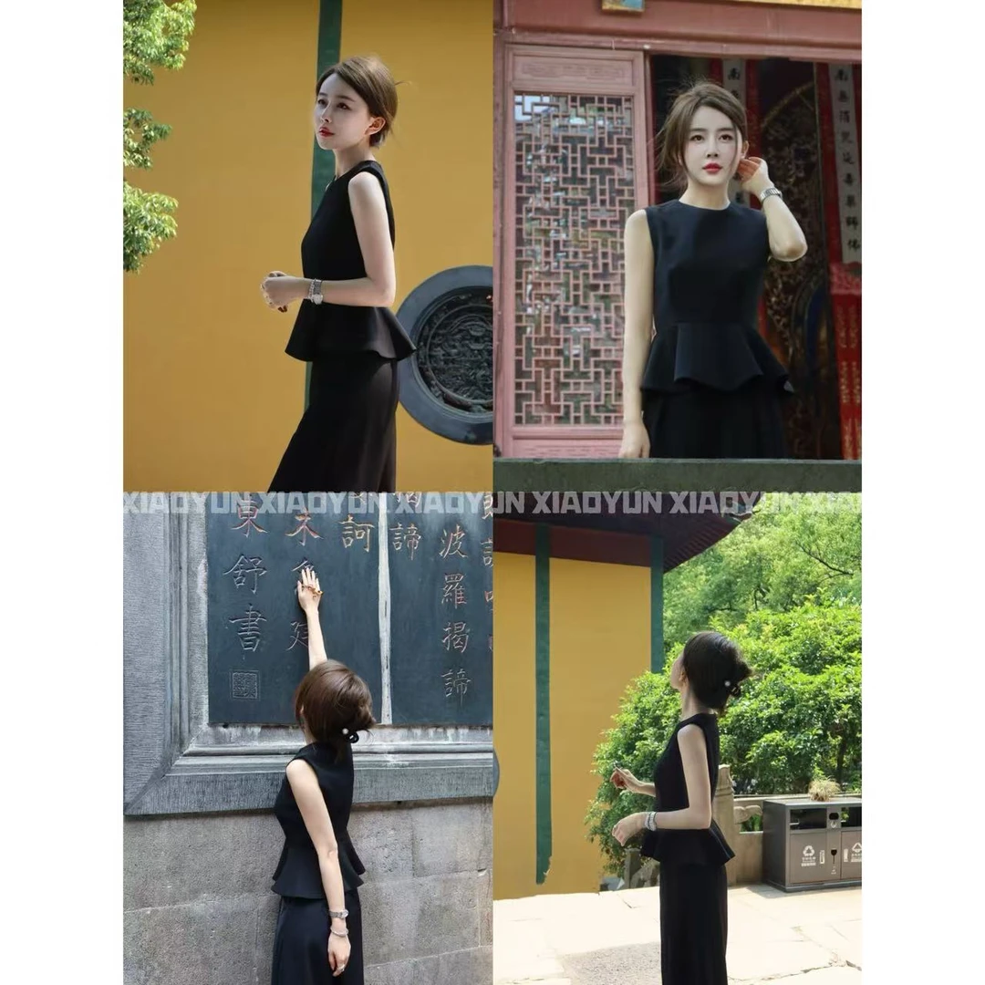 赫本荷叶边套装 小允姐姐2025新款时尚气质高级赫本荷叶边套装