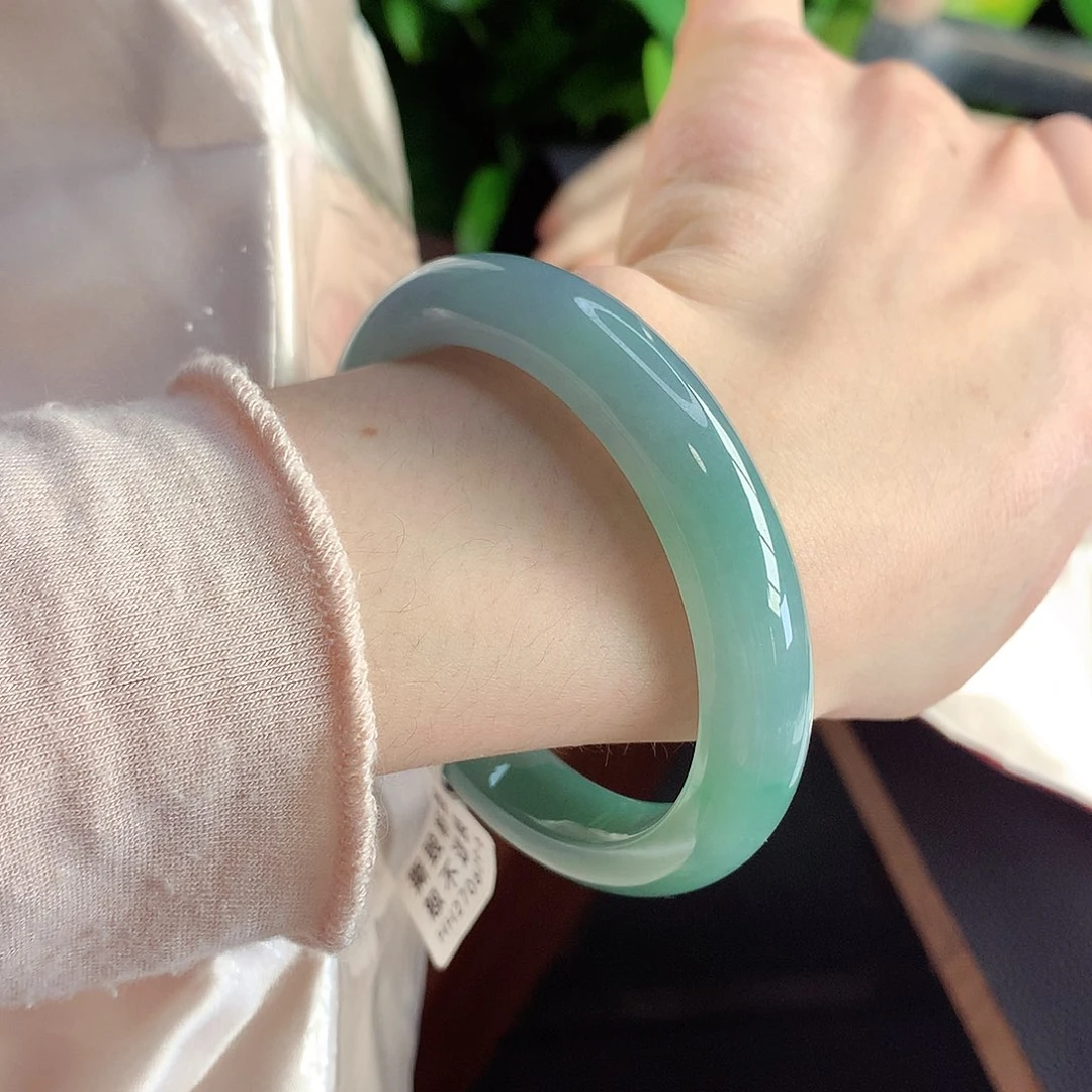 未镶嵌手镯翡翠天然A货翡翠55-56孔雀绿飘莫奈紫特色3号