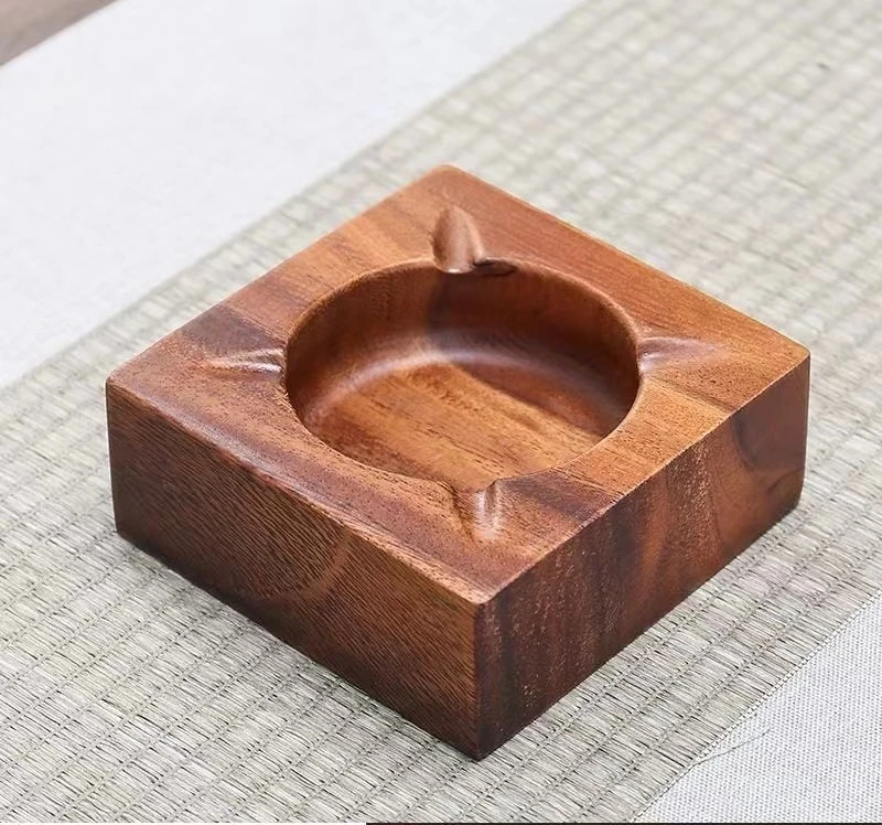胡桃木创意个性潮流中式复古家用可刻字烟灰缸