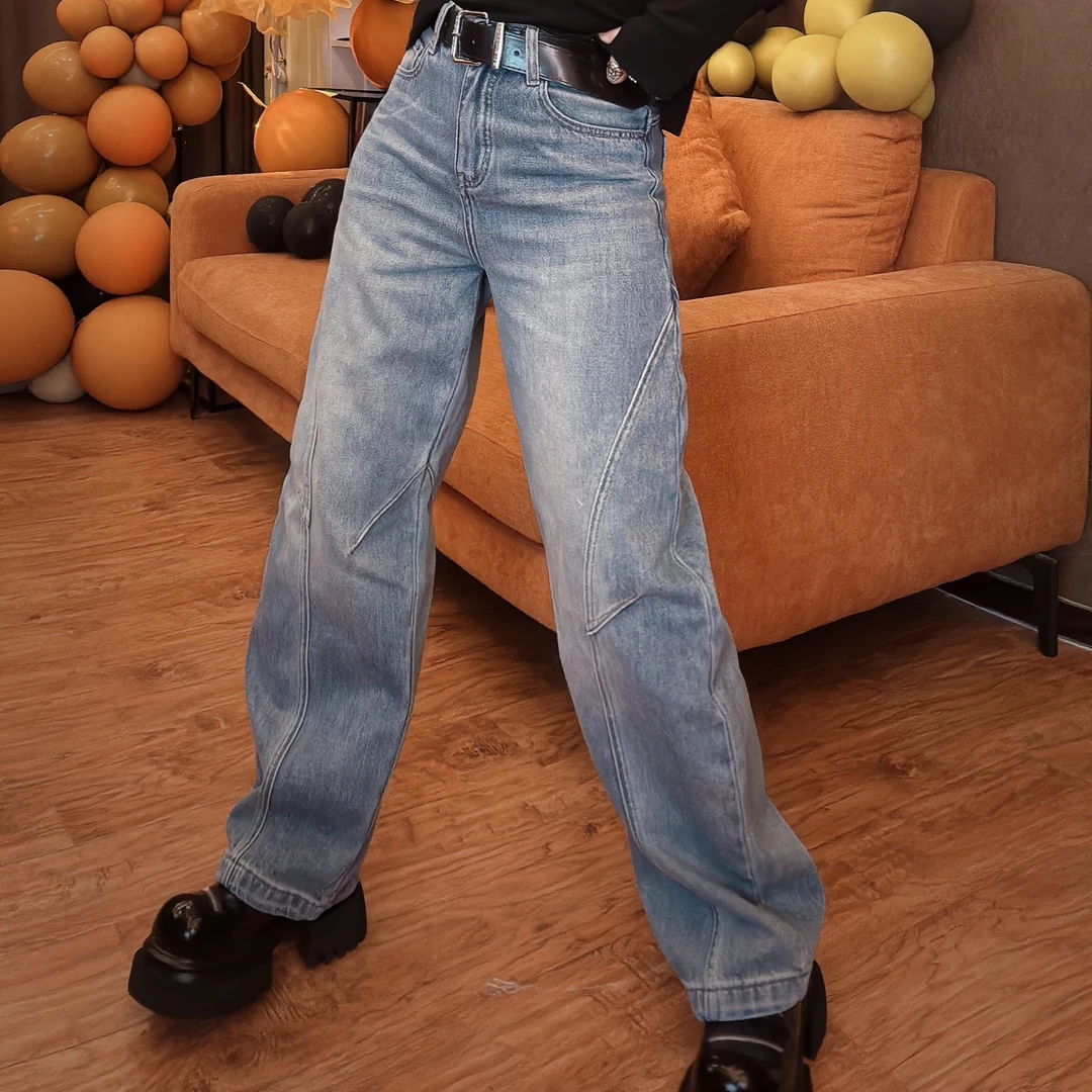 【妮菲丝娅】原单软牛仔三季百搭休闲阔腿裤5210