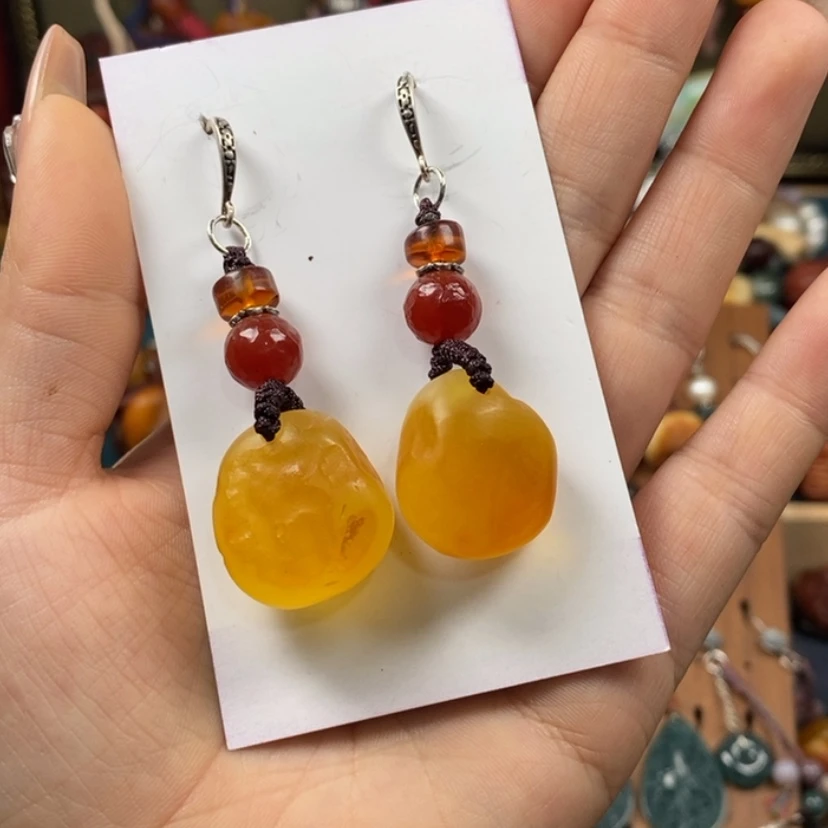 【闪购商品】蜜蜡耳饰未镶嵌耳环