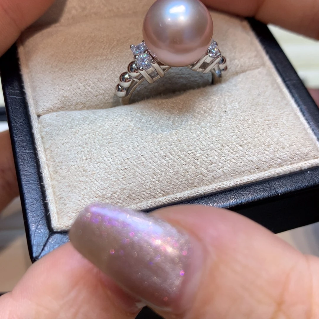 戒指银S925镶嵌淡水珍珠