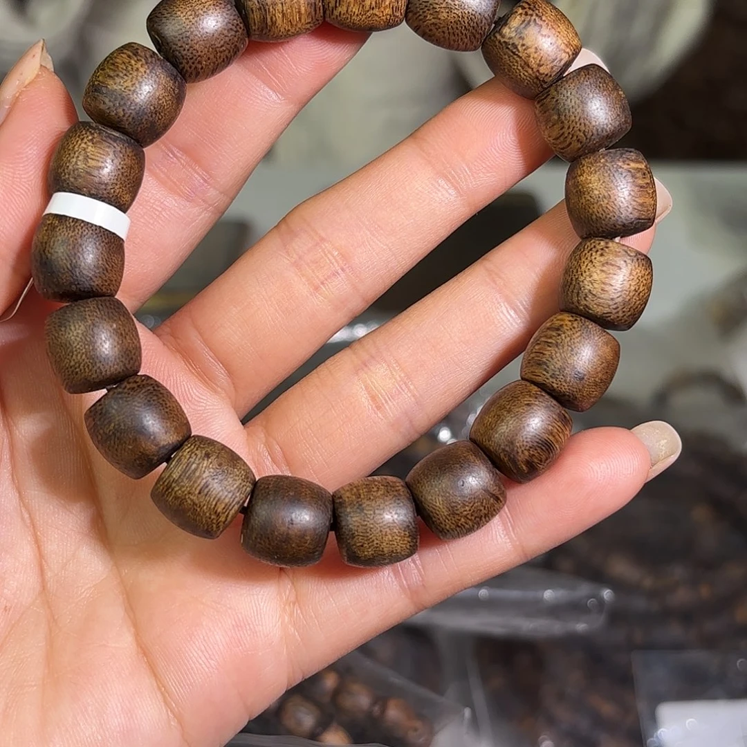 沉香手串奇楠沉香1.2鼓珠单圈15克➕老白奇