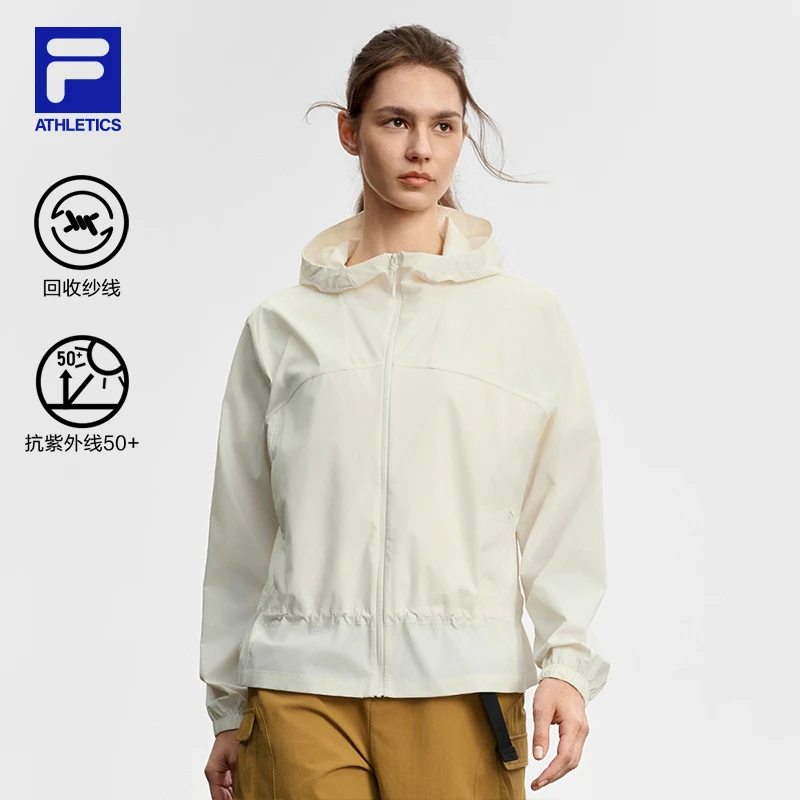 【抗紫外线】Fila/斐乐薄款外套女早秋新款连帽运动上衣A11W537706F