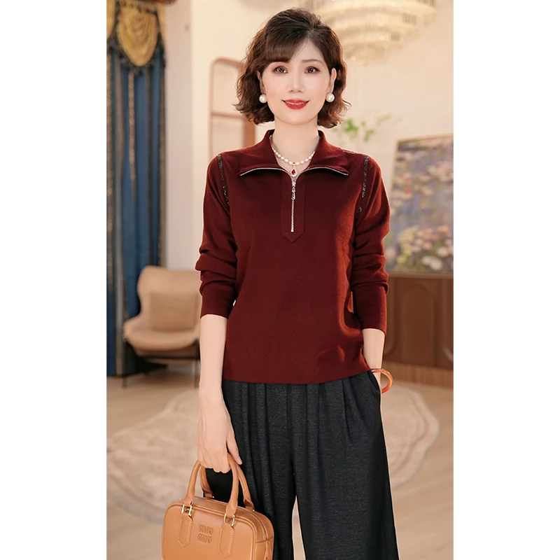 年轻妈妈秋装时尚针织上衣服2025新款洋气毛衣中老年女装春秋套装
