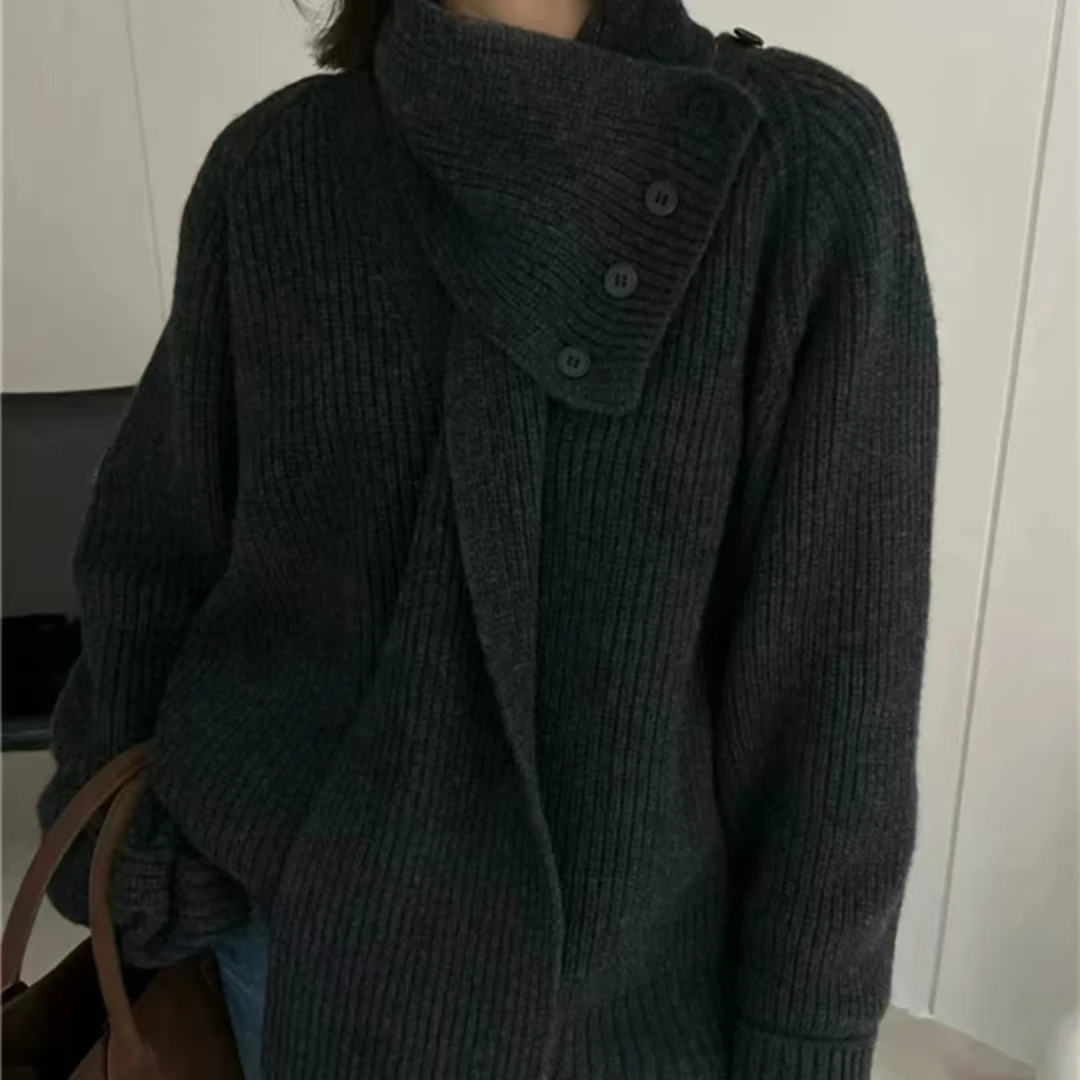 塔苏）韩系可拆卸围脖毛衣女冬季新款针织衫独