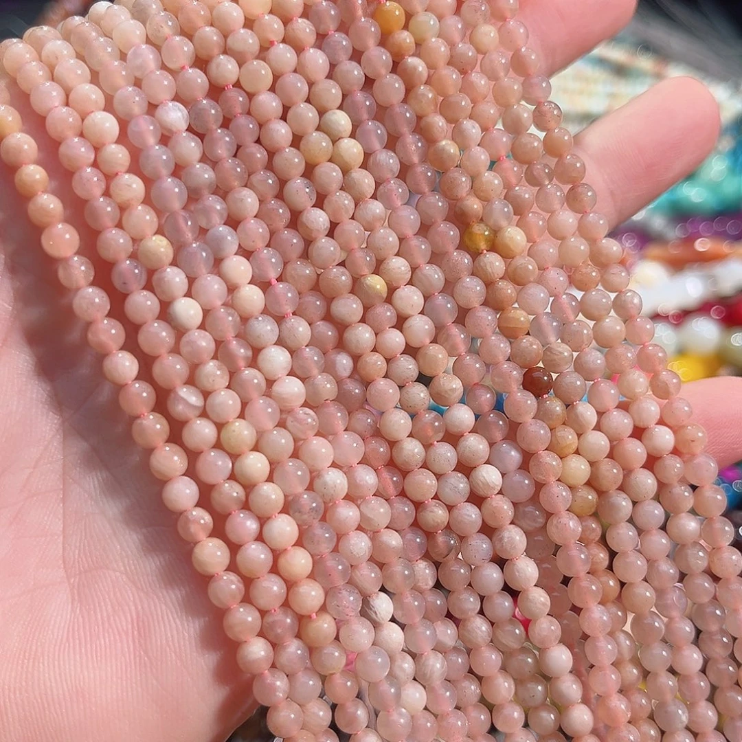 玛瑙/玉髓合金珠宝半成品太阳石两条4mm