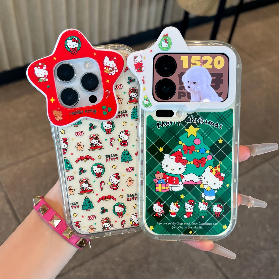 绿菱格kitty圣诞树适用苹果17/16promax手机壳华为oppo小米15vivo
