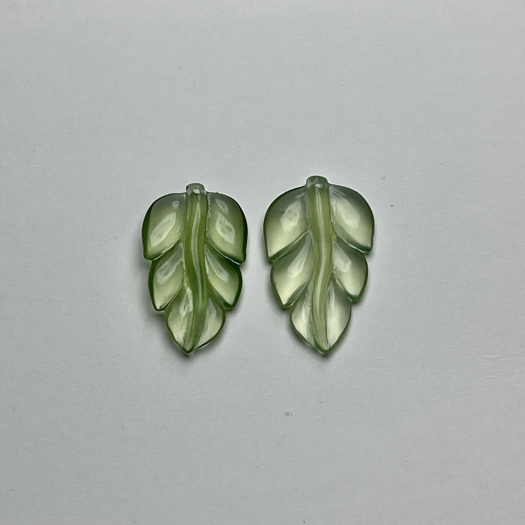 女耳环民族风耳饰绿色手工耳钩镶嵌气质轻奢精美简约