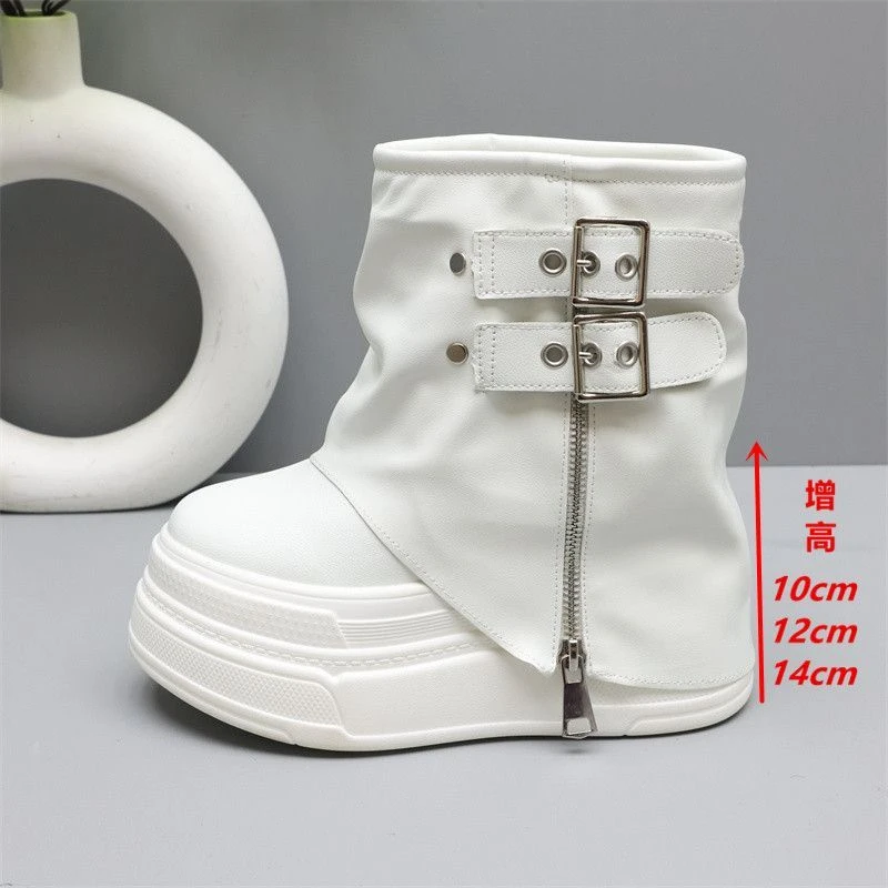 内增高12cm马丁靴女2025新款小个子厚底14cm短靴女裤管靴高跟短靴