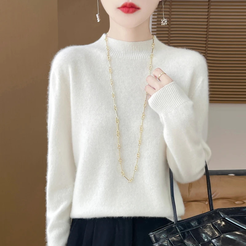 【100纯羊毛】D001一线成衣半高领加厚打底时尚百搭纯色内搭针织衫