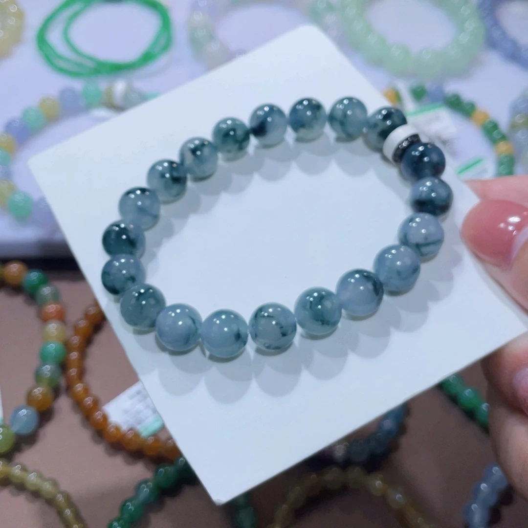 未镶嵌手链翡翠冰胶牛仔蓝卡9