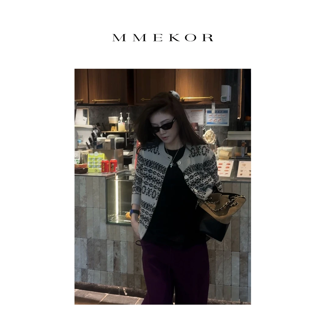 MMEKOR“小屋画报”针织衫 2025新款秋款静奢老钱风上衣 30576