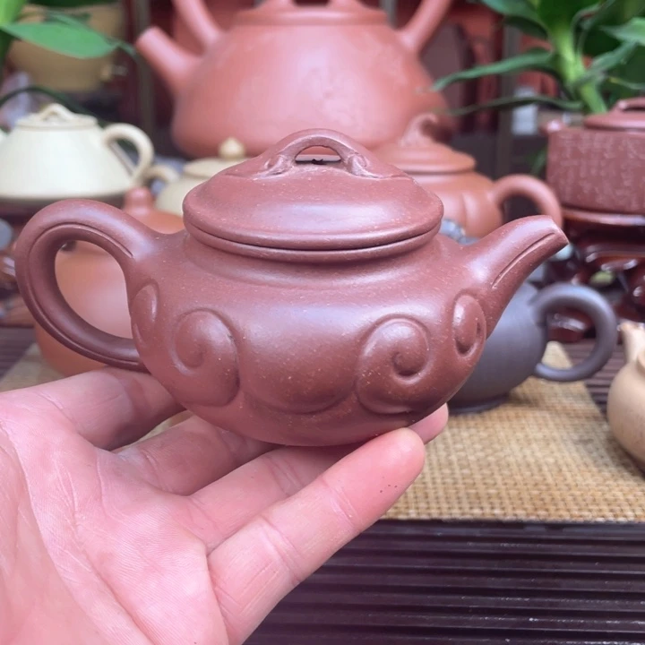 陶紫泥仿古如意壶手工制作