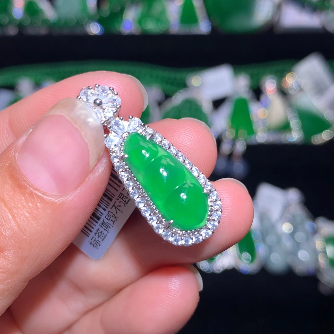 【闪购商品】翡翠银S925镶嵌颈饰天然翡翠