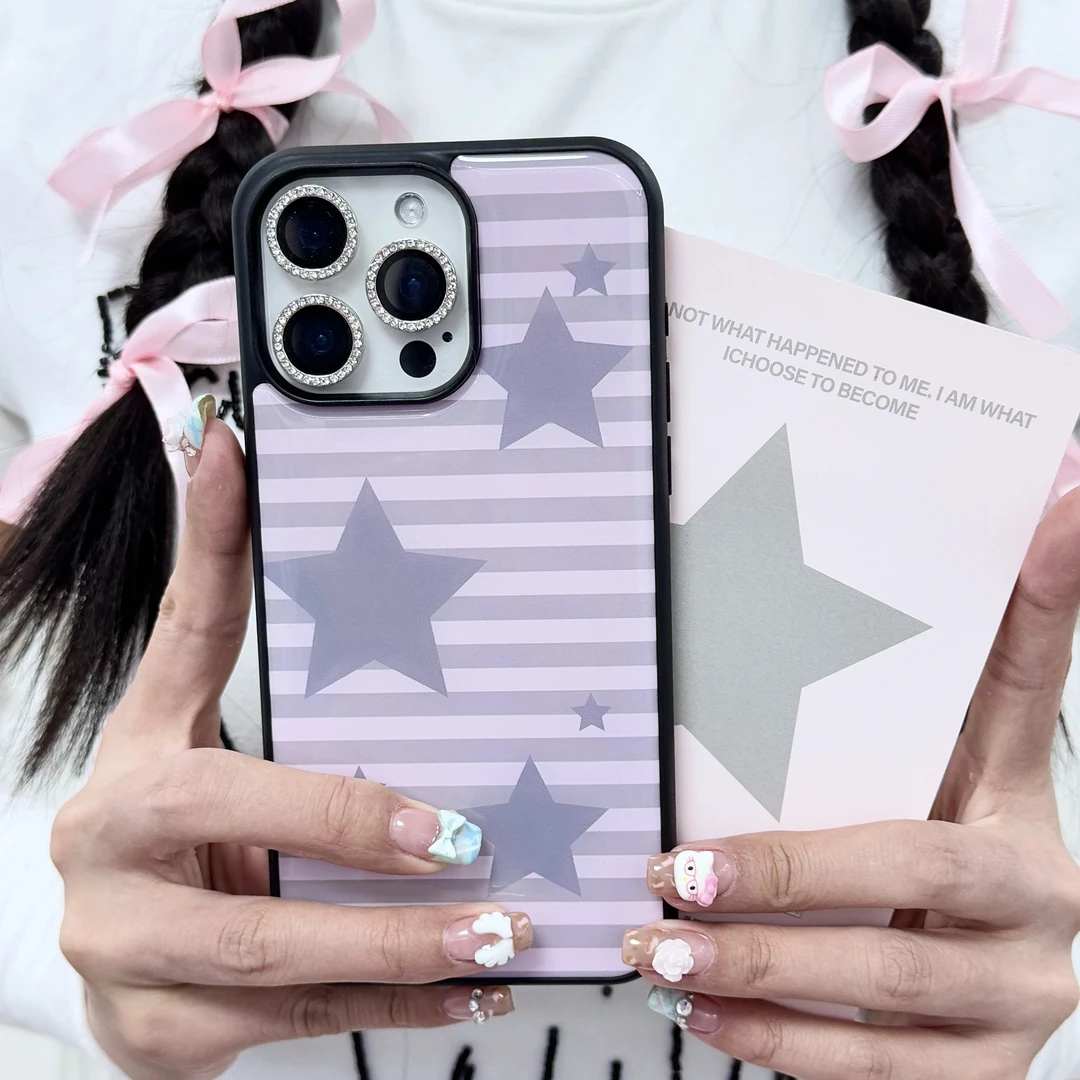 滴胶韩系简约条纹星星适用苹果17promax手机壳iPhone15女14新款16