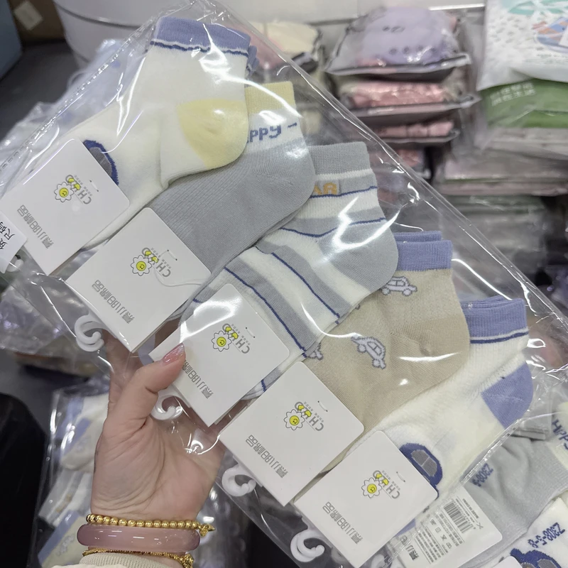 E141儿童春夏款小汽车袜5双