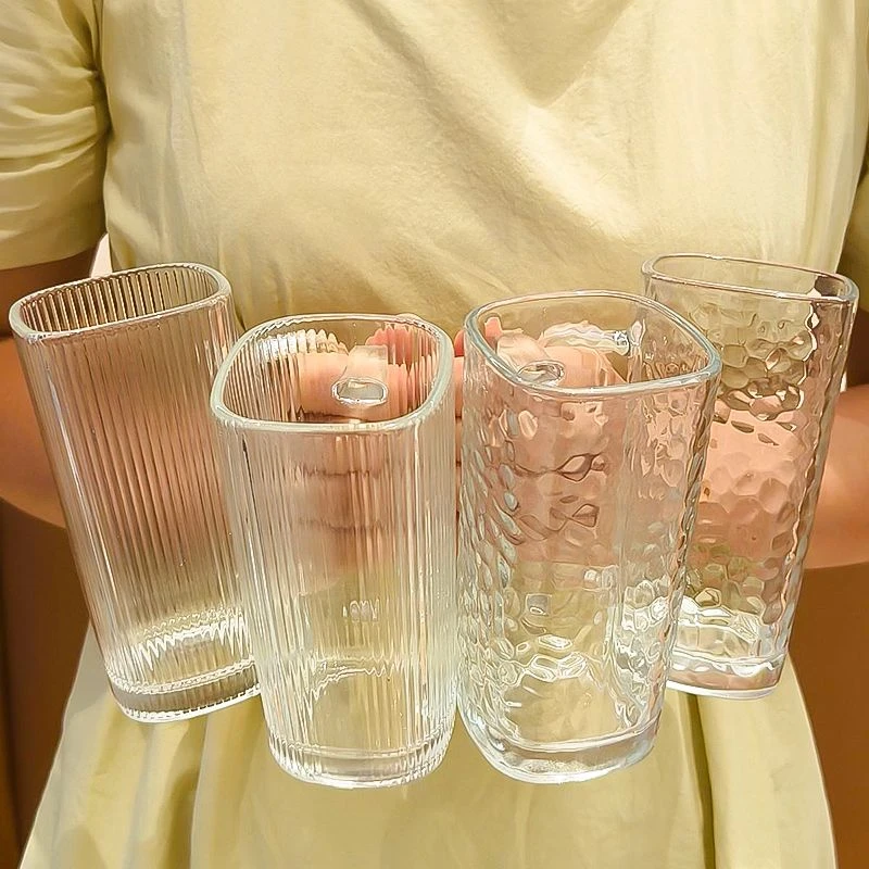 【四只】爆款水杯加厚玻璃杯家用咖啡杯牛奶杯果汁早餐杯透明杯子