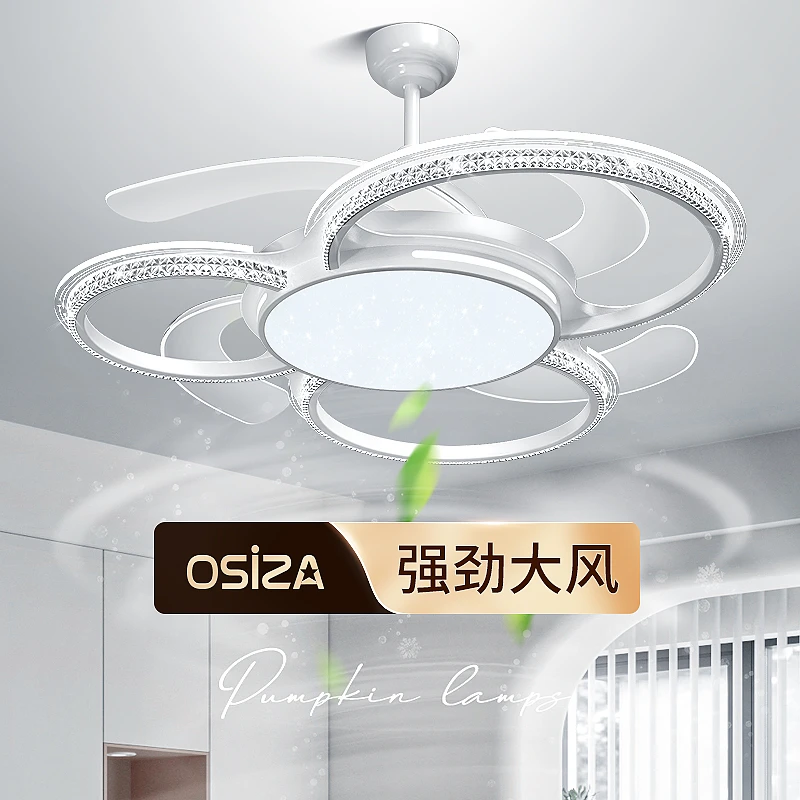 2025新款轻奢一体吊扇灯餐厅水晶吊灯大气客厅风扇吸顶灯中山灯具