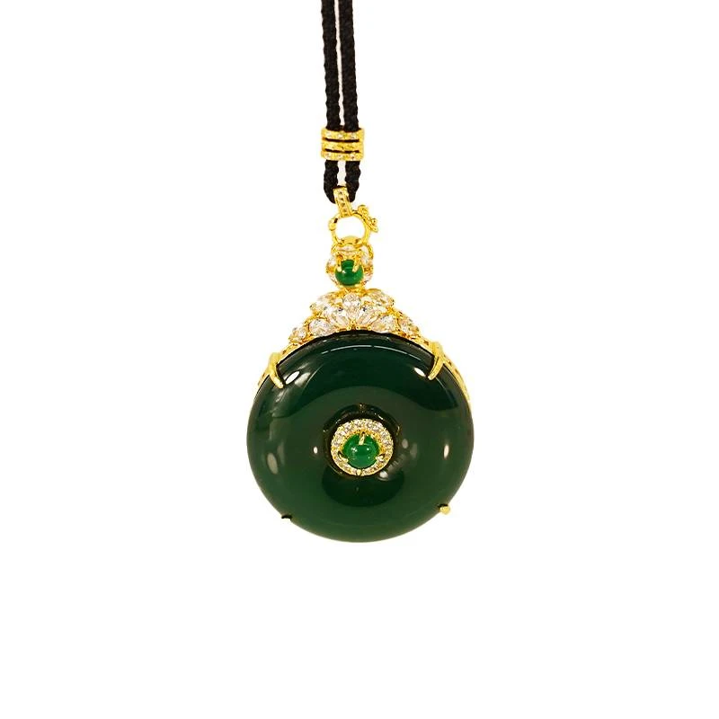 【邱总甄选】翡翠A货豪镶满钻精美平安扣吊坠赠链多样性发其一【GZP】