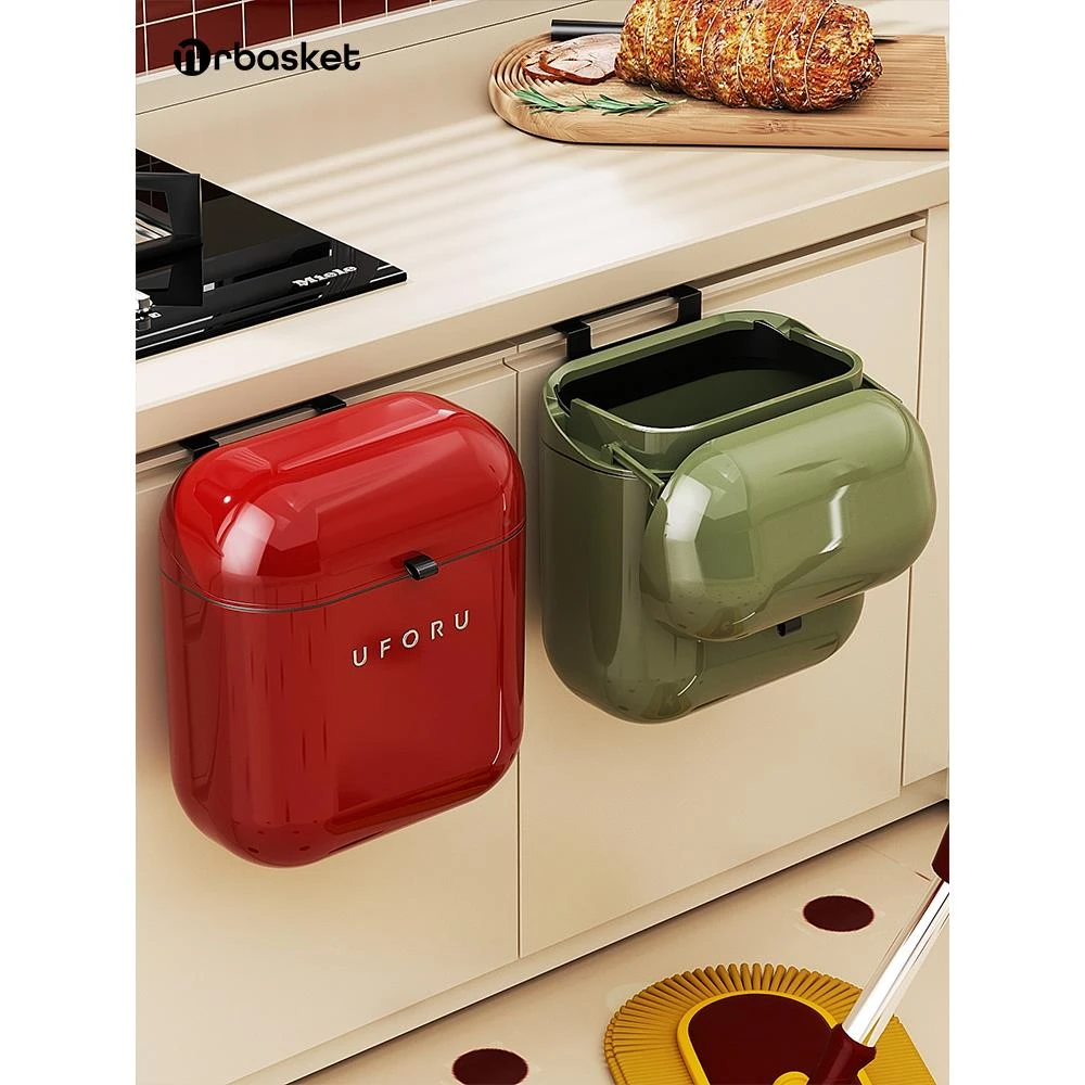 厨房垃圾桶挂式带盖家用大容量壁挂式卫生桶免弯腰厨余收纳专用桶