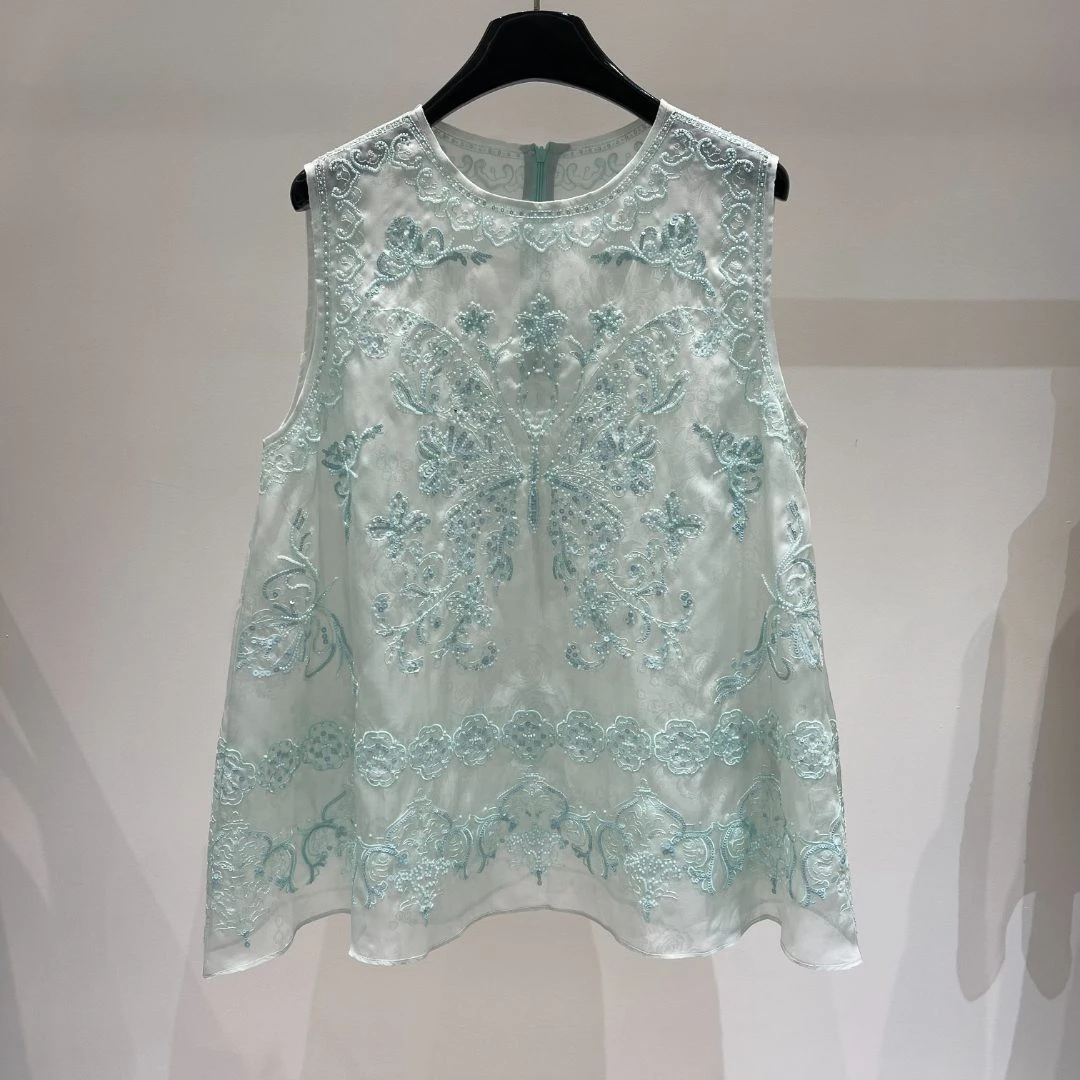 【BIYAN 】印尼高奢 桑蚕丝蝴蝶钉珠上衣 58