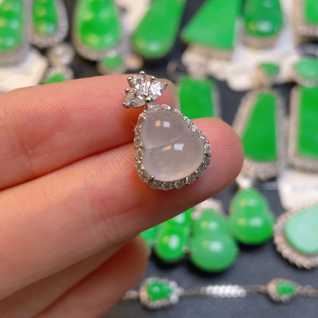 吊坠(不含链)银S925镶嵌翡翠