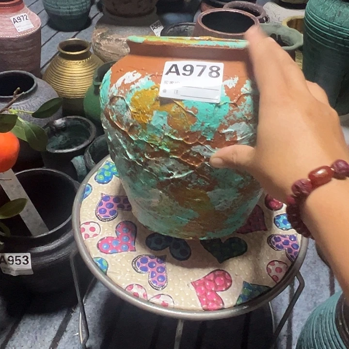 粗陶盆有孔高20口14