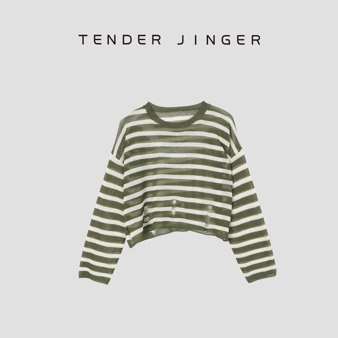 Tender Jinger【专柜】圆领经典百搭条纹针织上衣T52SZZ80948