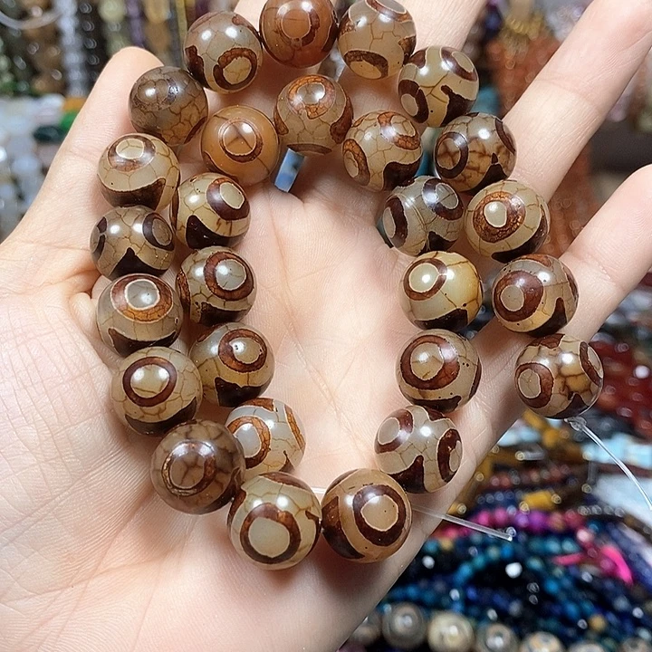 玛瑙/玉髓未镶嵌珠宝半成品玛瑙天珠卡14mm