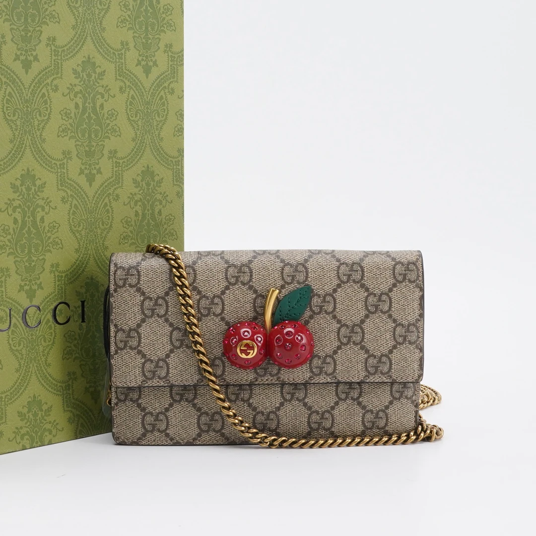 99新 GUCCI/古驰 茉上/樱桃woc 链条包