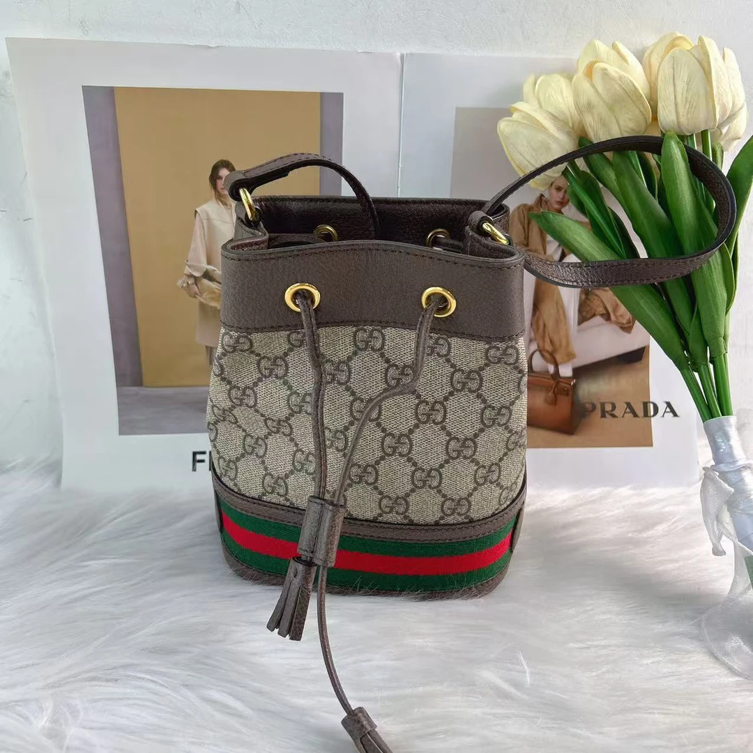 95新 GUCCI/古驰 古驰 百搭款老花水桶单肩包