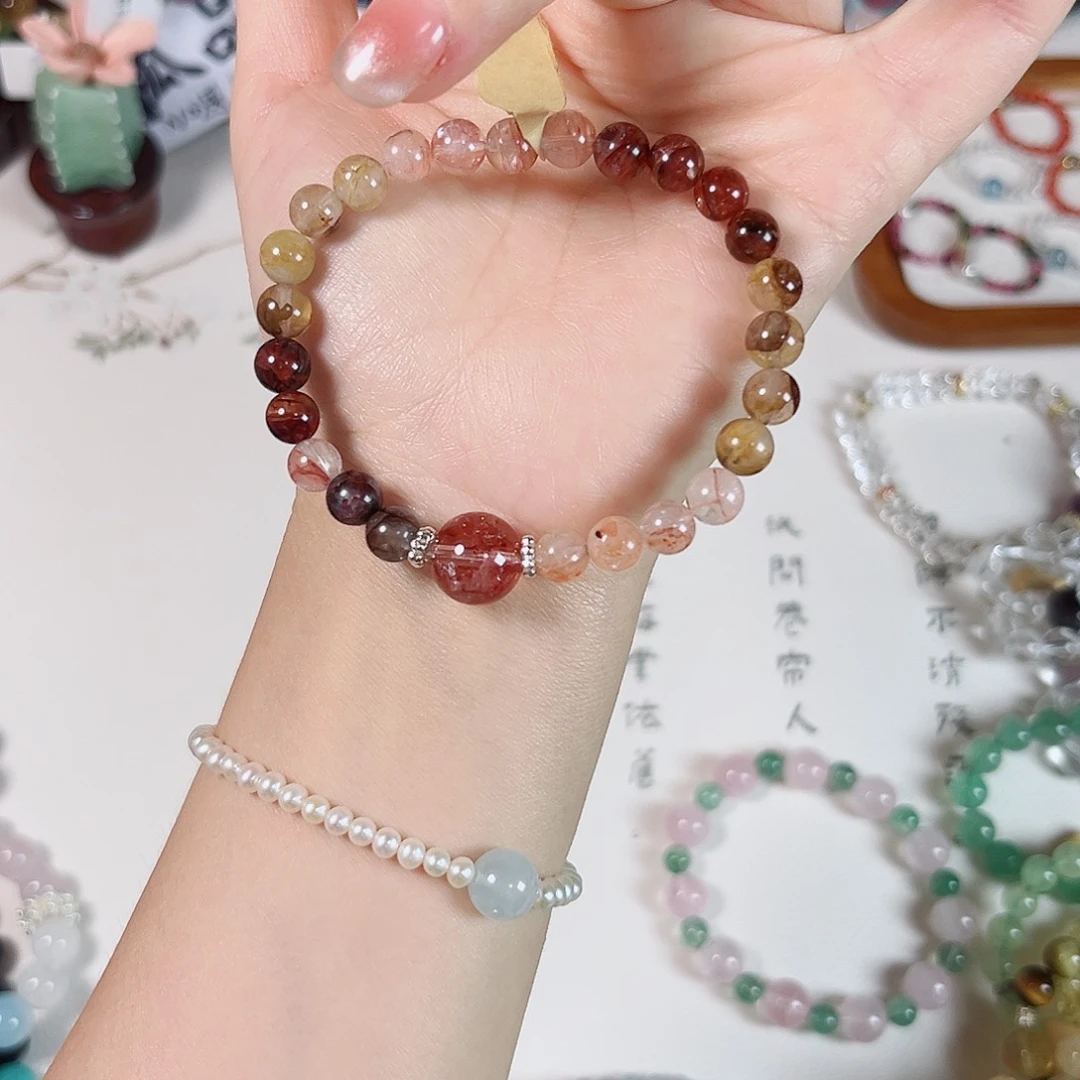 水晶手链未镶嵌胶花顶珠