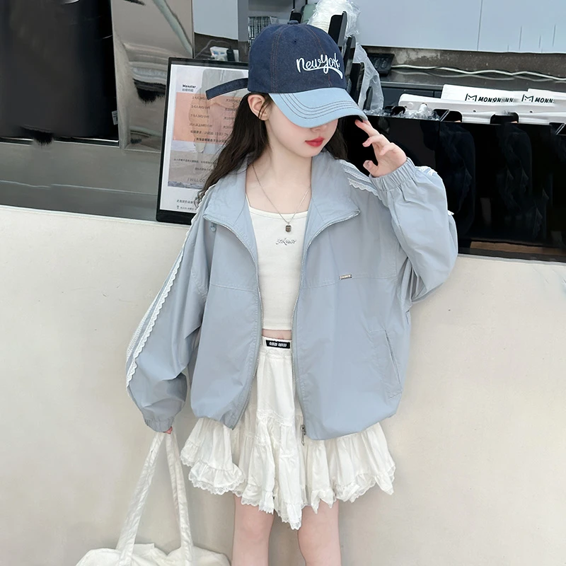 女童春季外套2025新款儿童春装连帽夹克洋气时髦韩版女孩上衣春秋