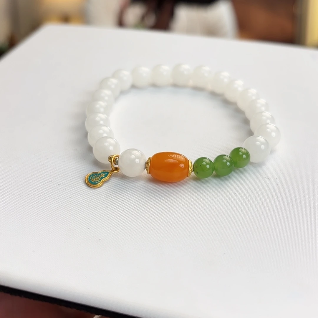 银S925镶嵌手链和田玉（白玉）