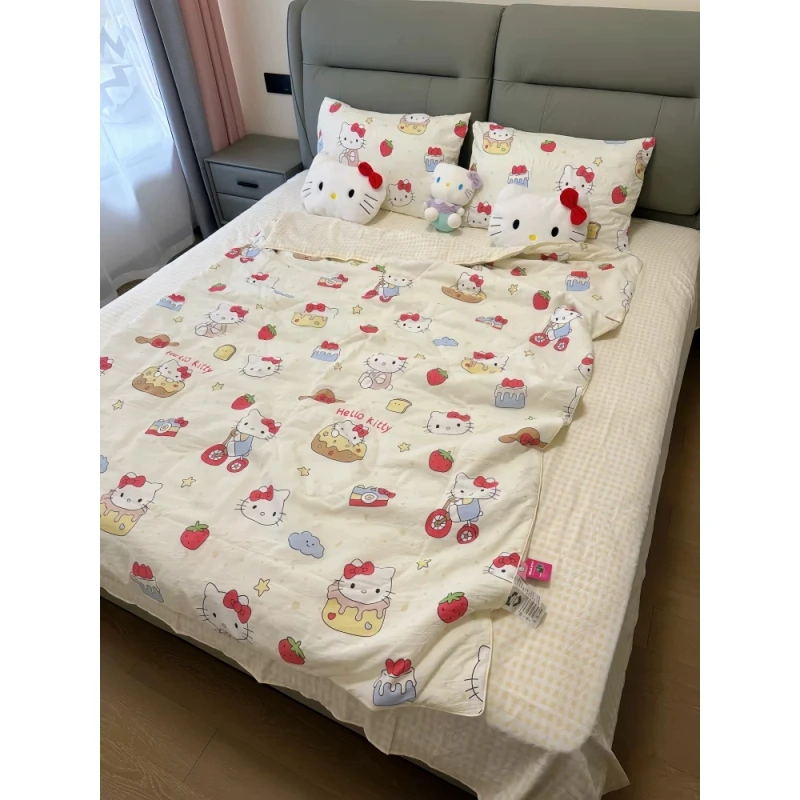 HelloKitty夏天空调夏凉被可机洗学生宿舍a类可爱单人双层纱被子4