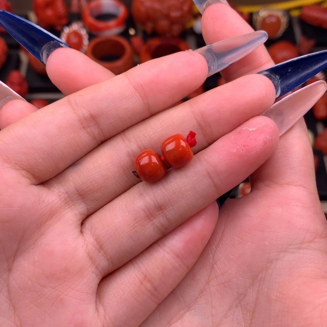 南红玛瑙未镶嵌老型对珠8+