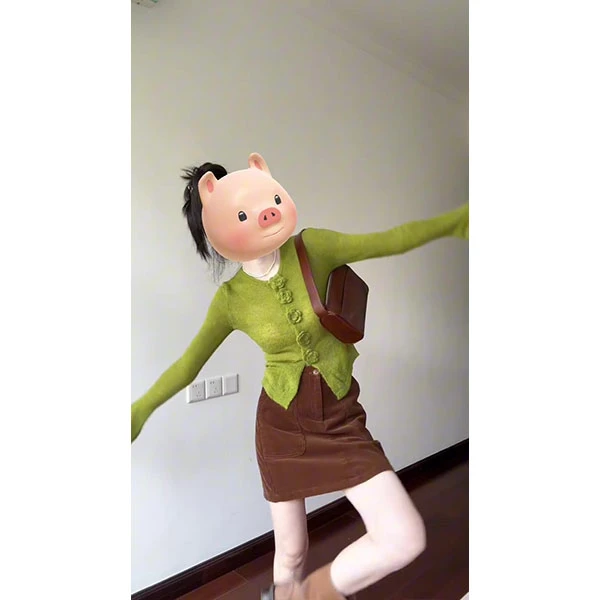 法式花朵长袖打底针织衫女秋高级设计感气质修身显瘦上衣裙子套装