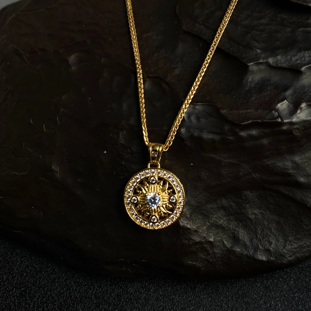 链子925银 轻奢百搭太阳花罗盘肖邦链项链05241434