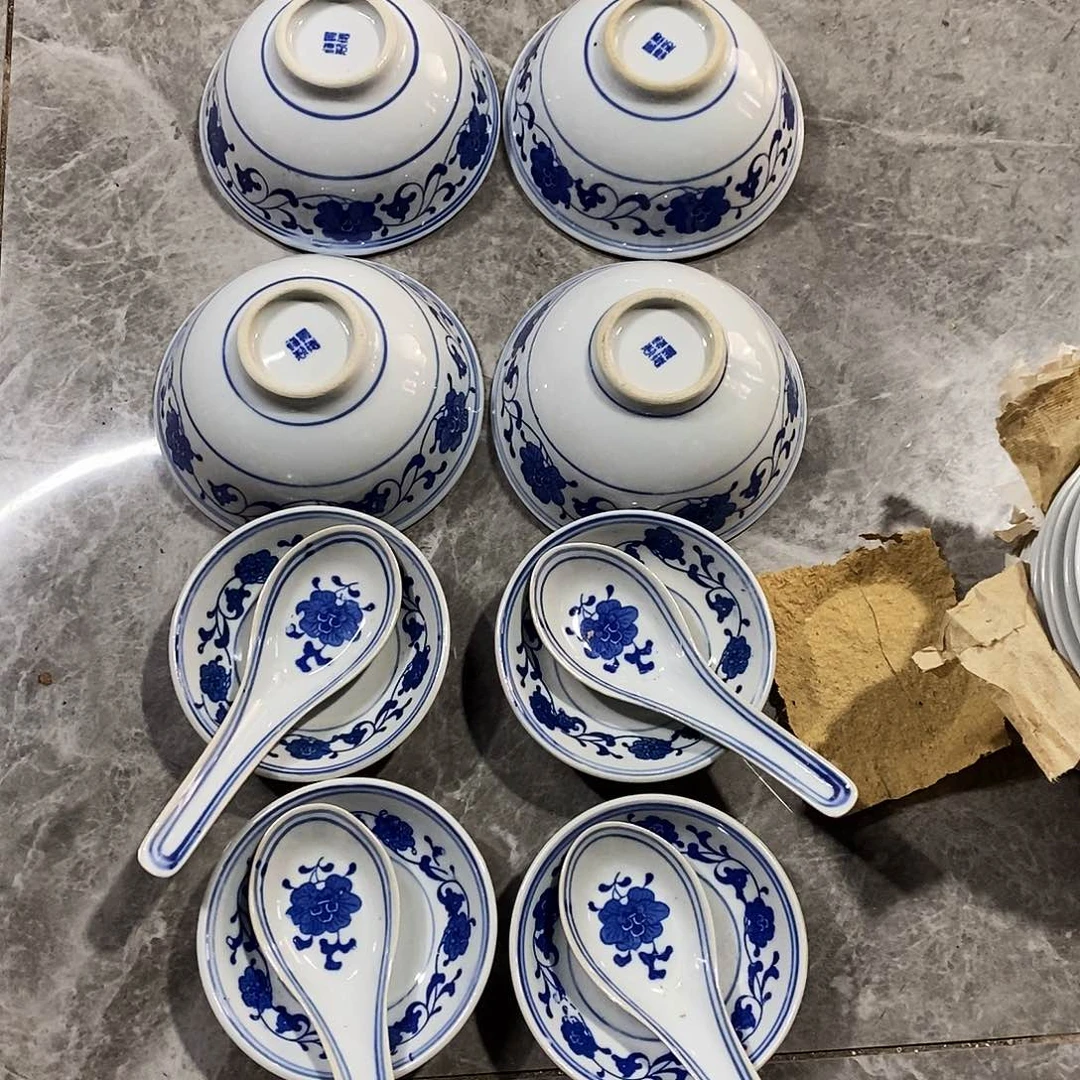 陶摆件景德镇陶瓷3头饭碗4套