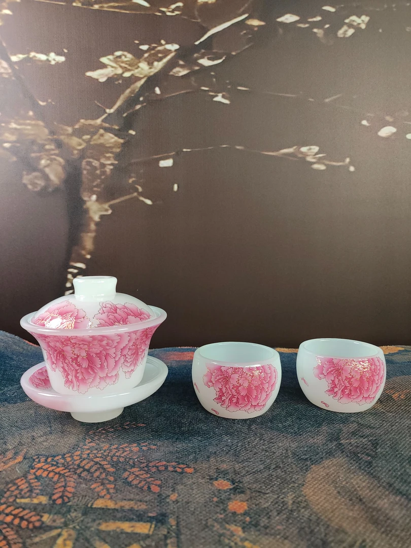 ZH2532粉色牡丹琉璃套装