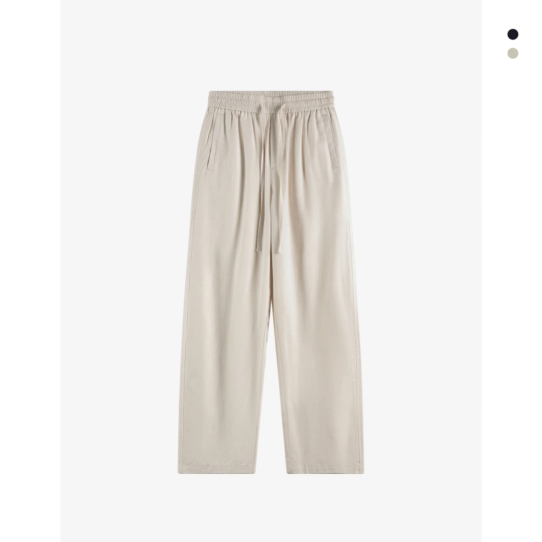 夏季莱赛尔设计感百搭阔腿休闲裤男女款简约宽松潮流时尚长裤5602