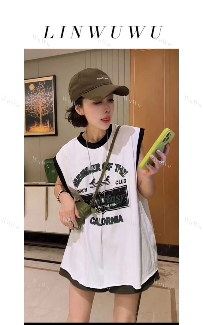 【五五定制】2025新款—时尚街头潮流休闲百搭圆领背心9168