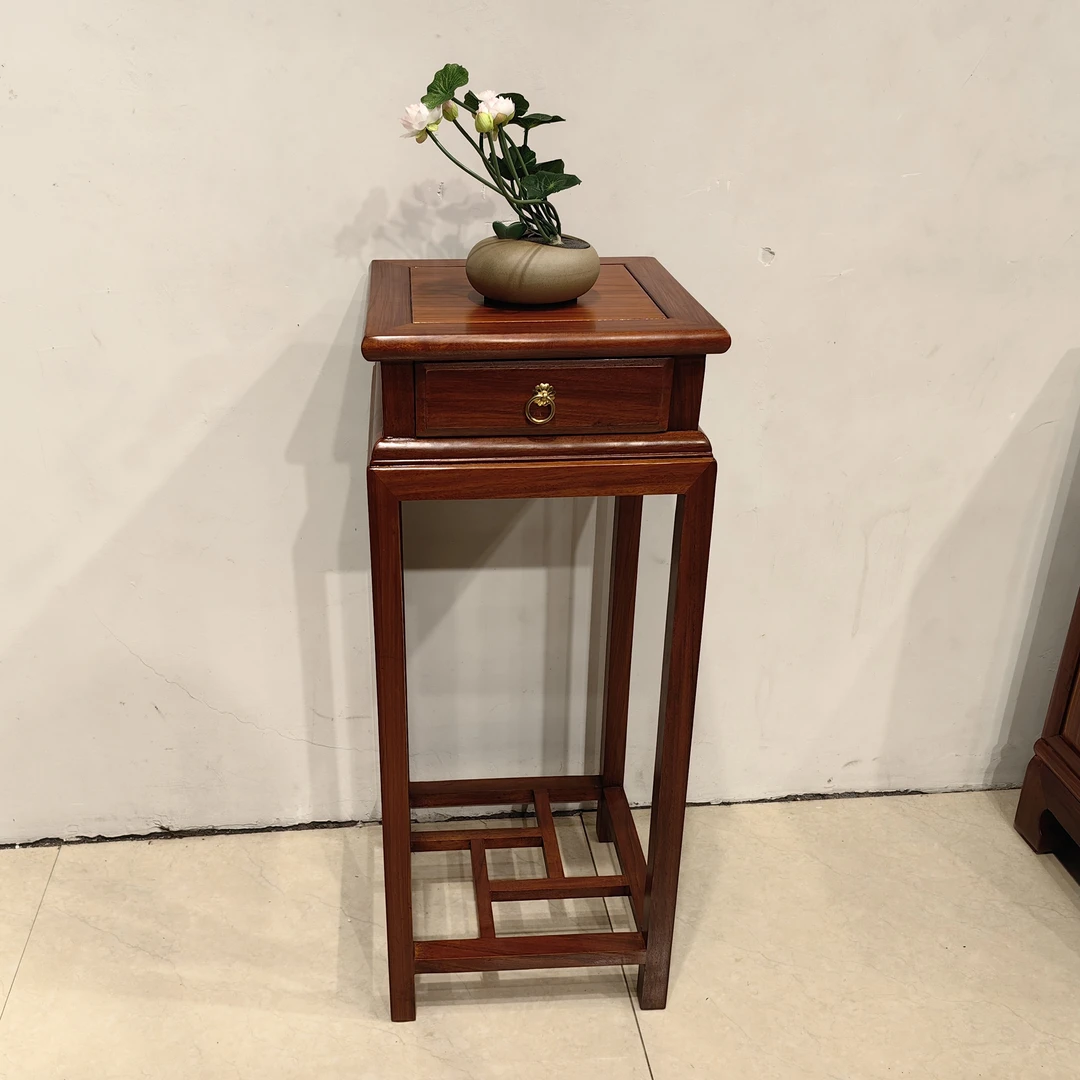 鸿远红木 花梨木 新中式花架置物架 尺寸35*35*88高